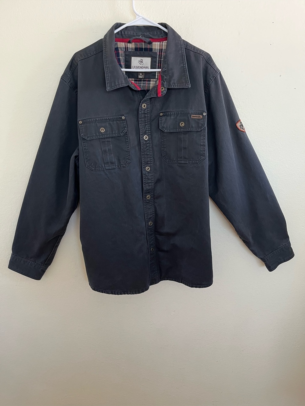 Legendary Whitetails Journeyman Rugged Flannel Shirt Jacket Dark Gray Size XL